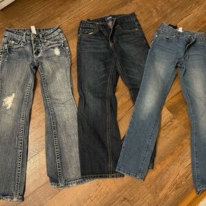 Old Navy Girls' Jeans Trio - Light, Dark, and Medium Blue Denim